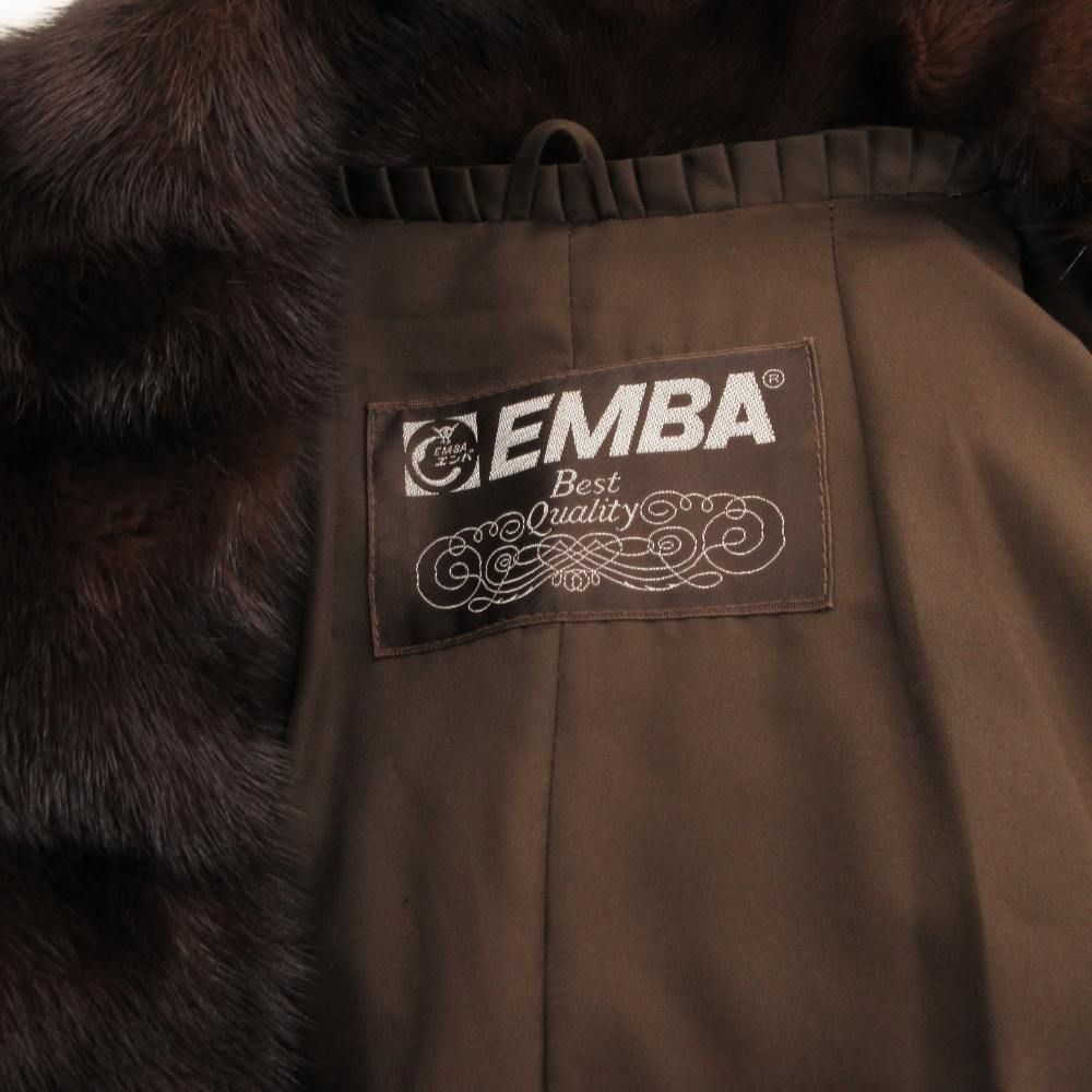 エンバ EMBA ミンクファーコート 毛皮 ミドル丈 ハーフ 茶 ブラウン