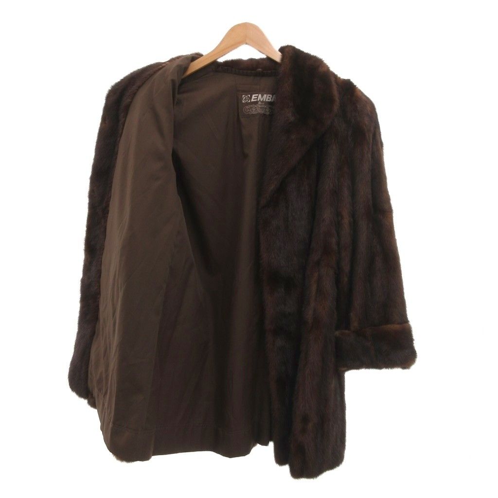 エンバ EMBA ミンクファーコート 毛皮 ミドル丈 ハーフ 茶 ブラウン