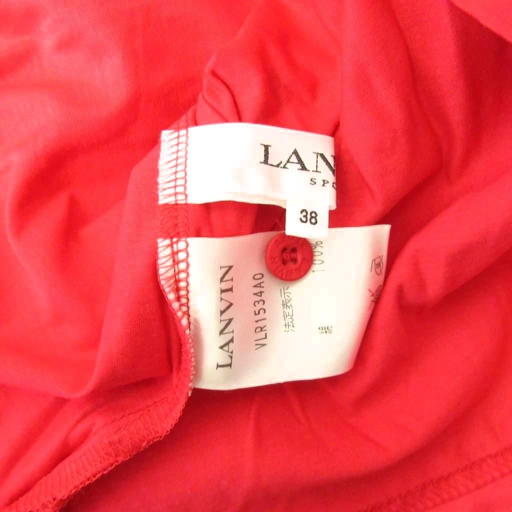 ランバン LANVIN ポロシャツ ロゴ 刺繍 半袖 38 赤 レッド 1222 □YHS3