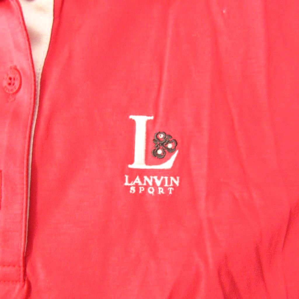 ランバン LANVIN ポロシャツ ロゴ 刺繍 半袖 38 赤 レッド 1222 □YHS3