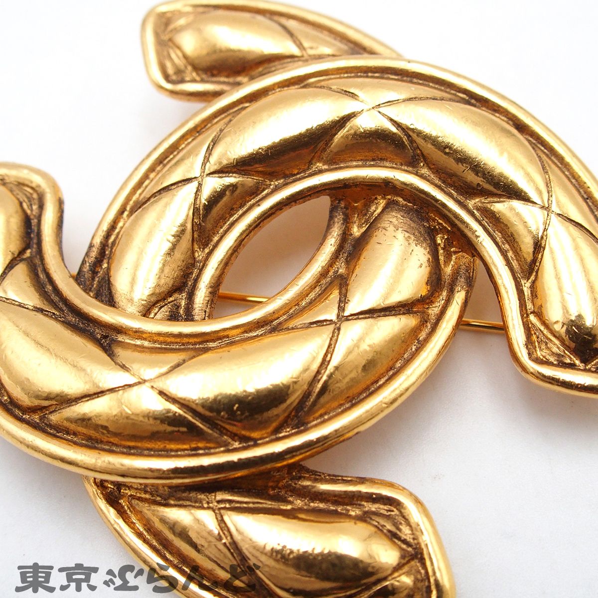 シャネル CHANEL ブローチ ゴールド メタル マトラッセ ココマーク