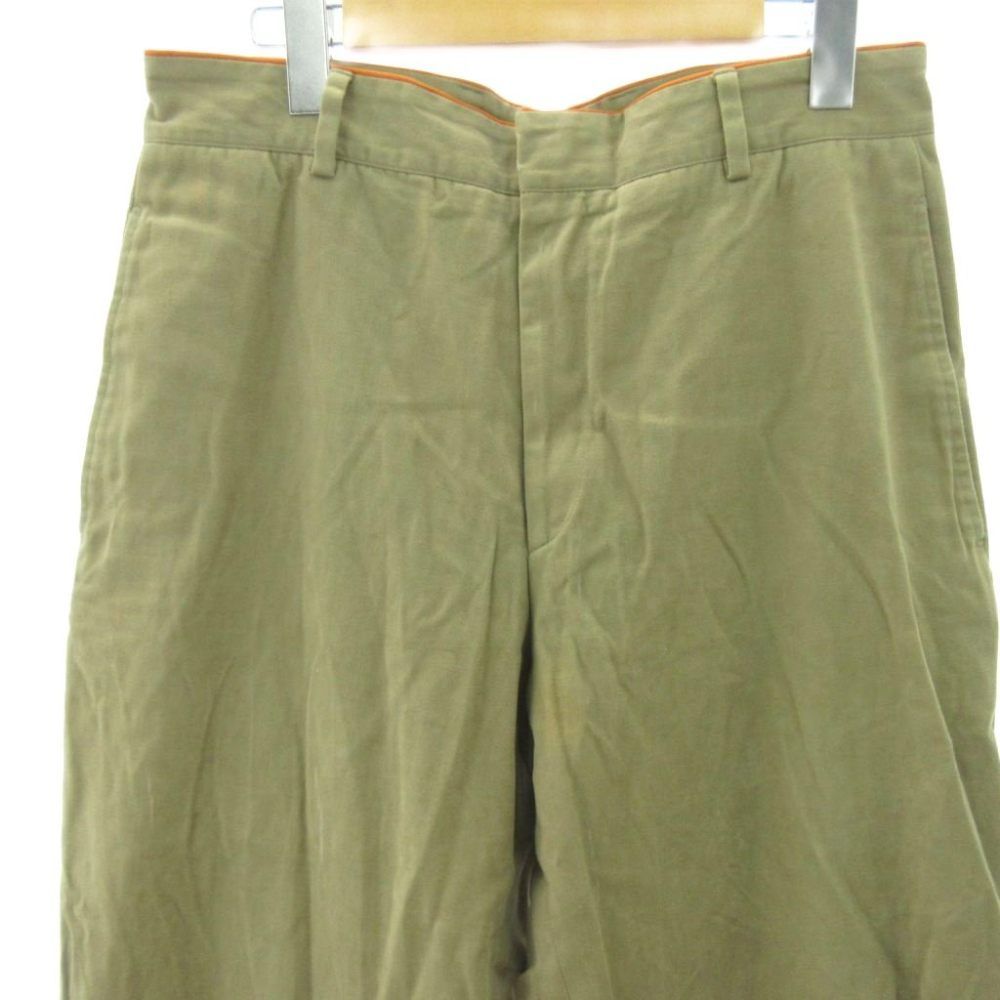 エルメス HERMES パンツ スラックス ストレート ダブル 48 ベージュ