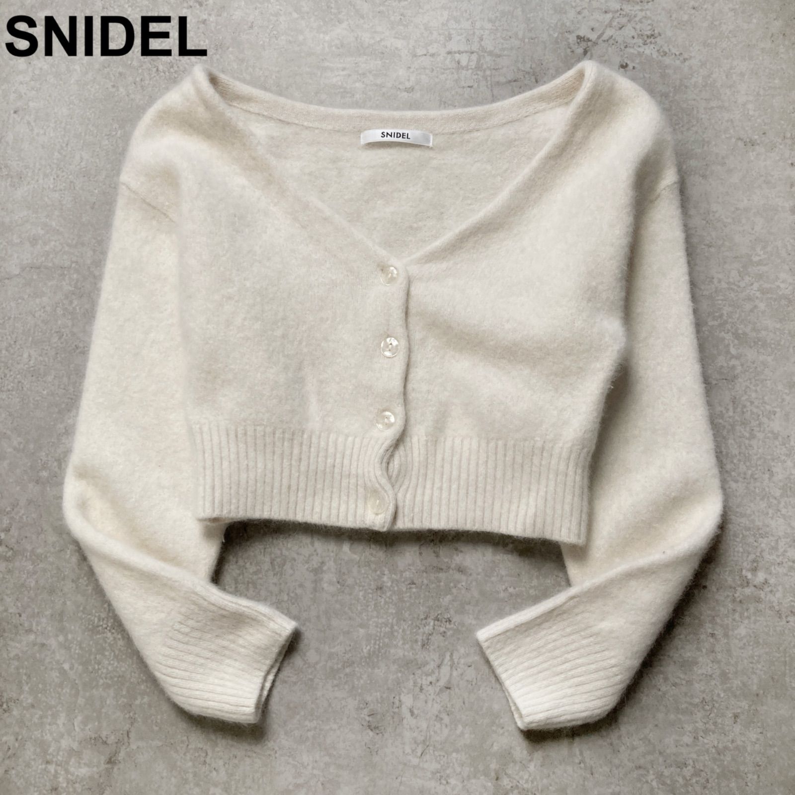 美品 SNIDEL スナイデル フォックス混ショートカーディガン ふわふわ