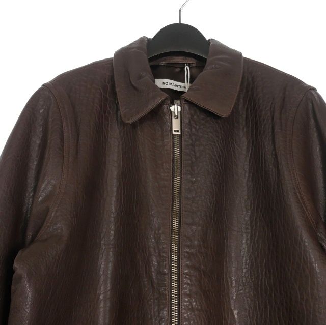 NO MAINTENANCEラムレザー メカニックジャケットM ブラウン ノーメンテナンス NO MAINTENANCE 25AW MECHANIC JACKET V3 ラムレザー