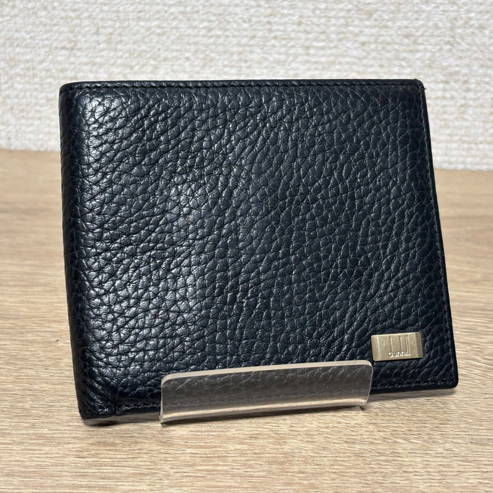 dunhill ダンヒル レザー 二つ折り財布 ブラック 黒 シボ革 ロゴ