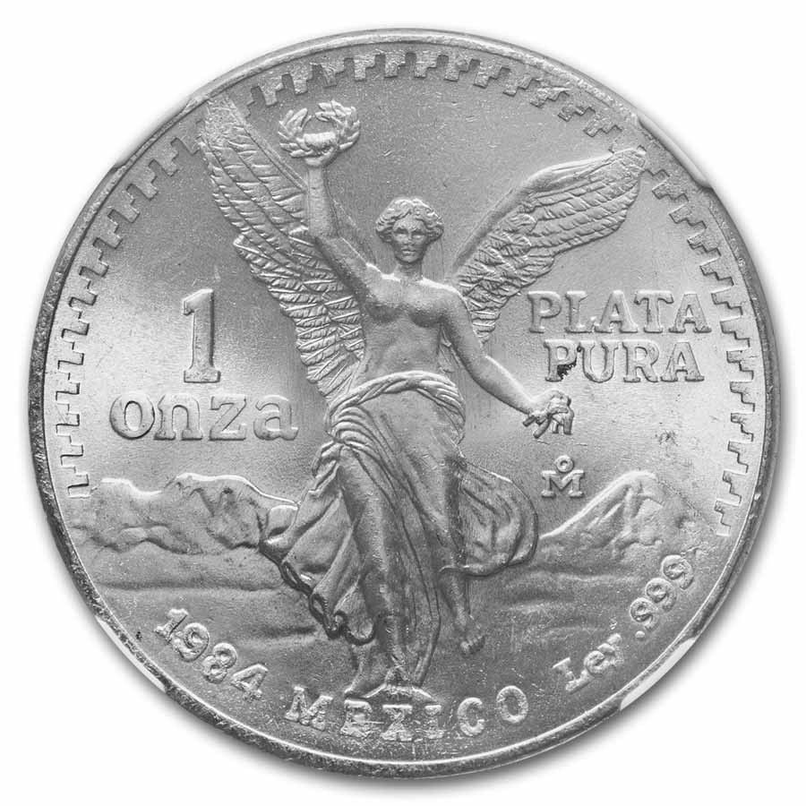 1984年 メキシコ 1オンス シルバー リベルタッド MS-66 NGC (紋章