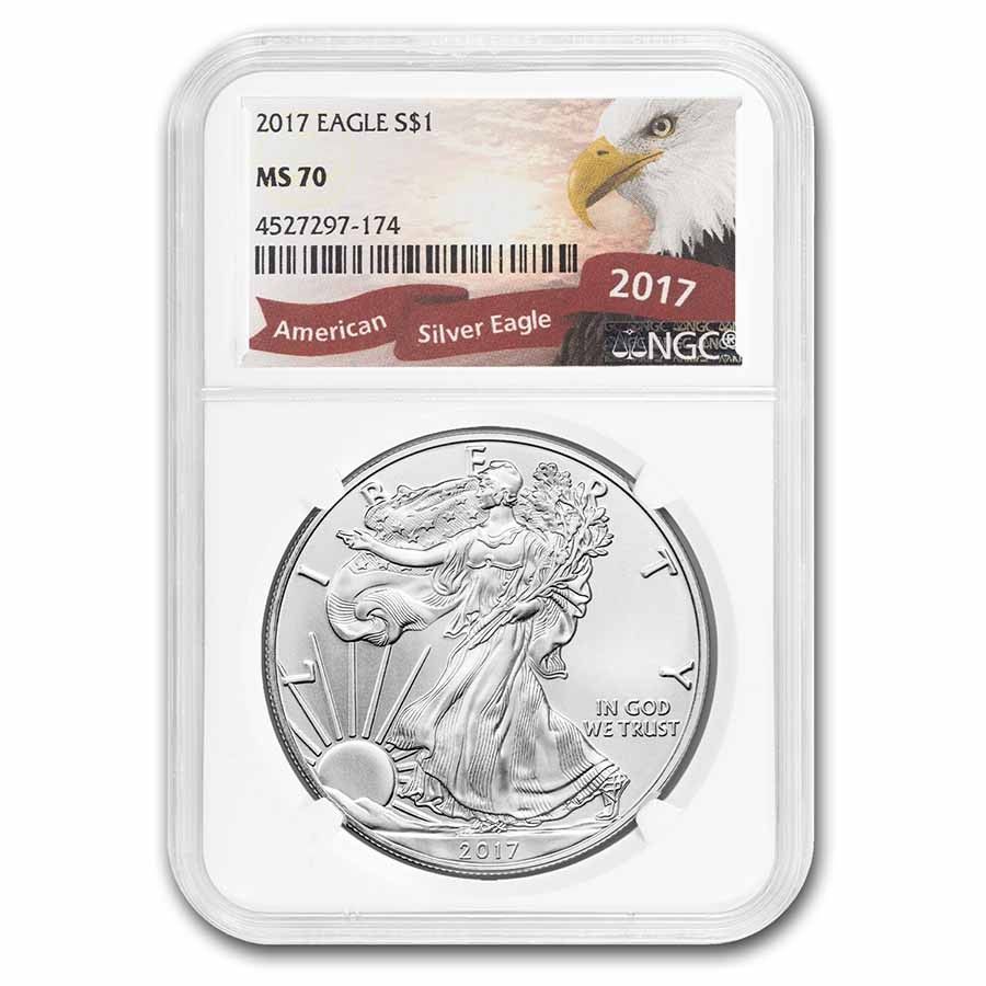 2017年 アメリカン シルバー イーグル MS-70 NGC (イーグルラベル