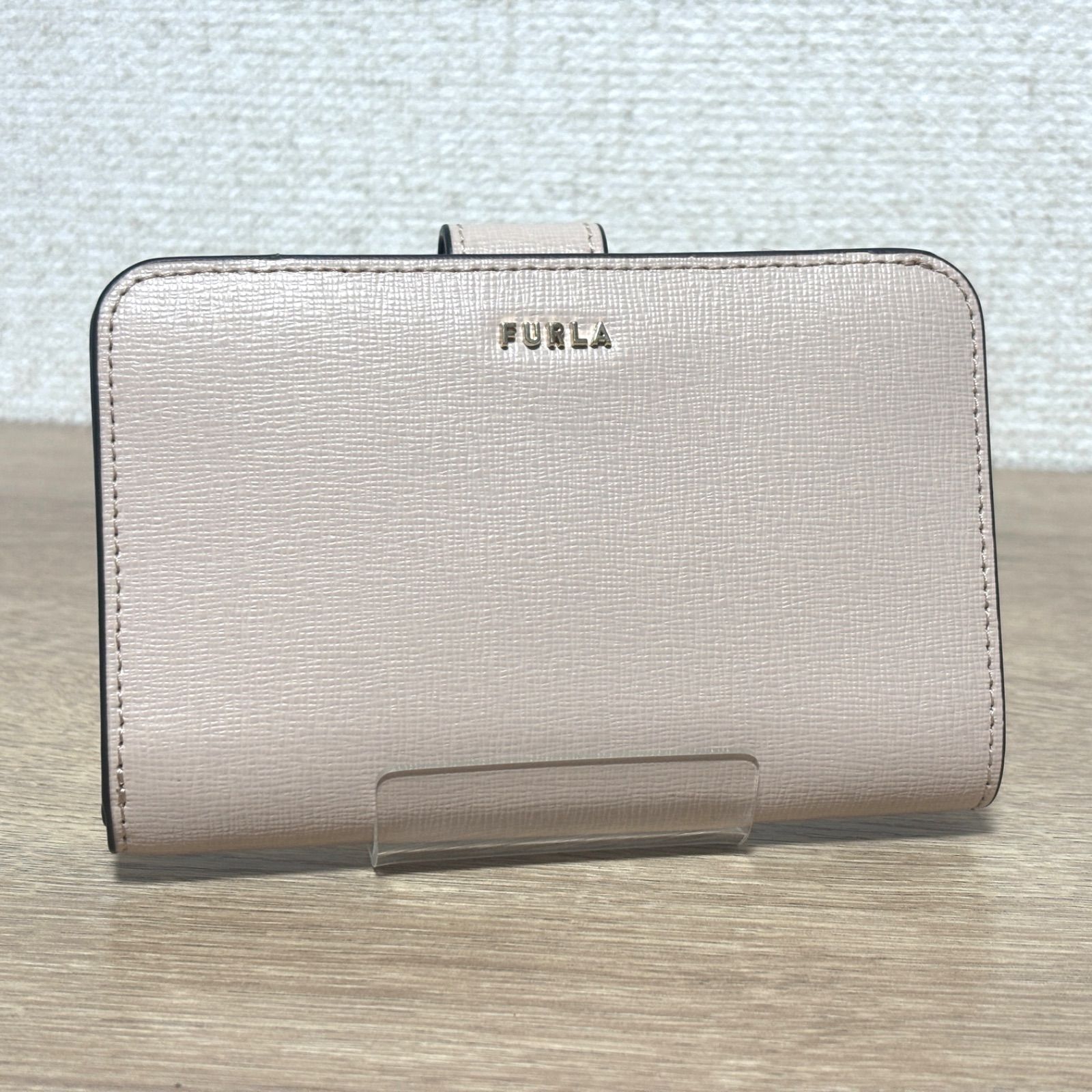 FURLA フルラ レザー 二つ折り 折り財布 ピンクベージュ ゴールド金具