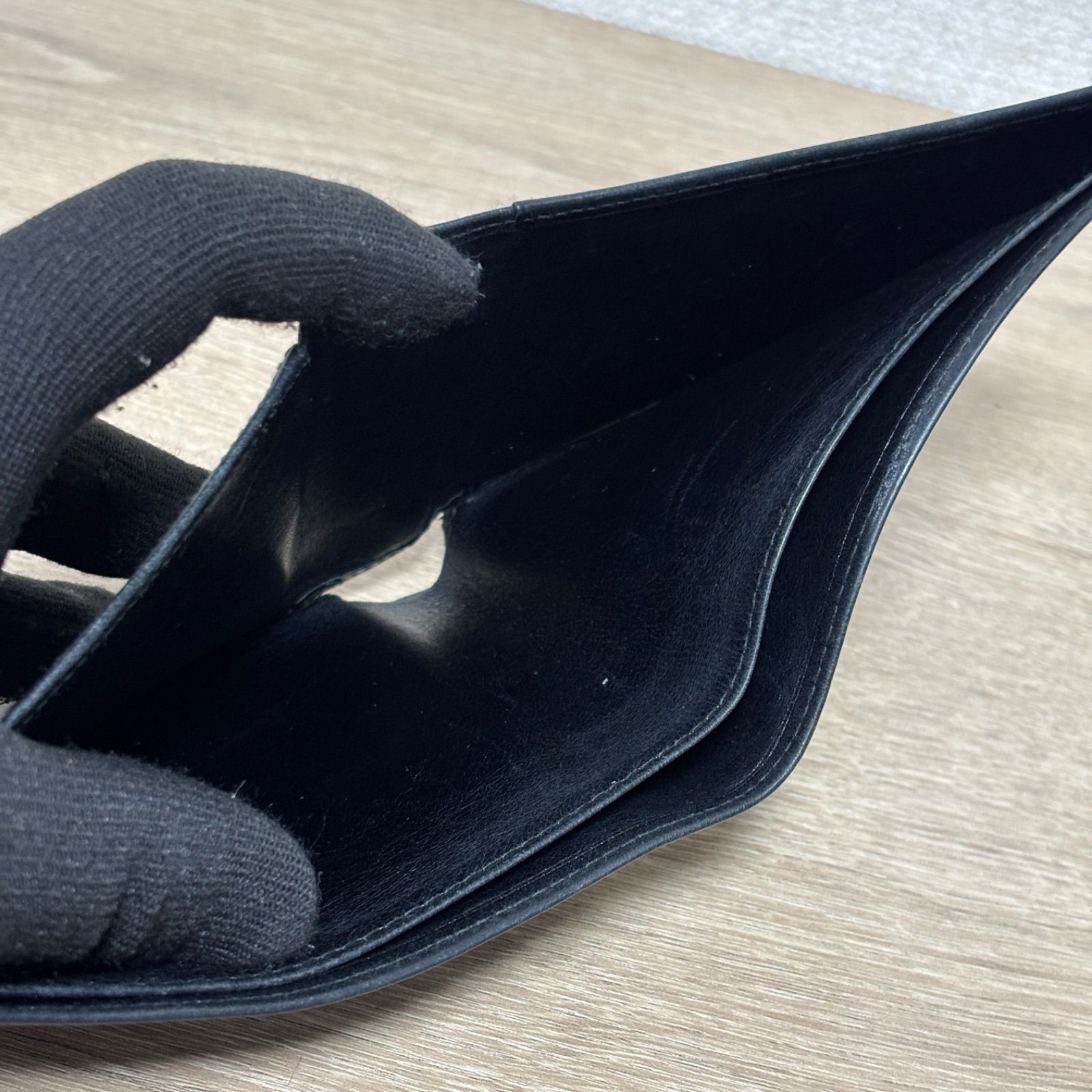 Cartier カルティエ 二つ折り財布 ブラック 黒 レザー 本革 メンズ