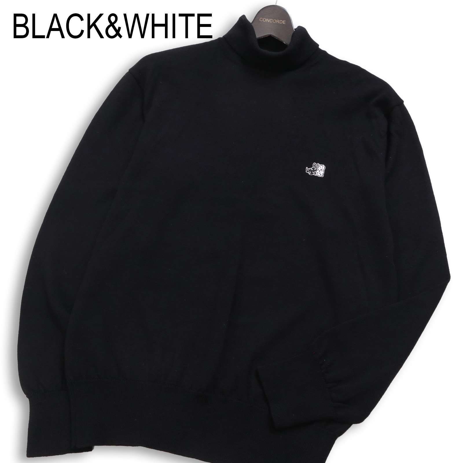 BLACK&WHITE ブラック＆ホワイト ゴルフ ウール100％☆ ロゴ刺繍