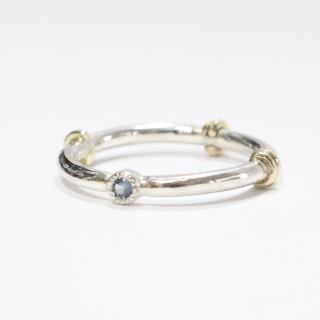 青紫色系カラーチェンジガーネットk10小ワッカデザインシルバーリング