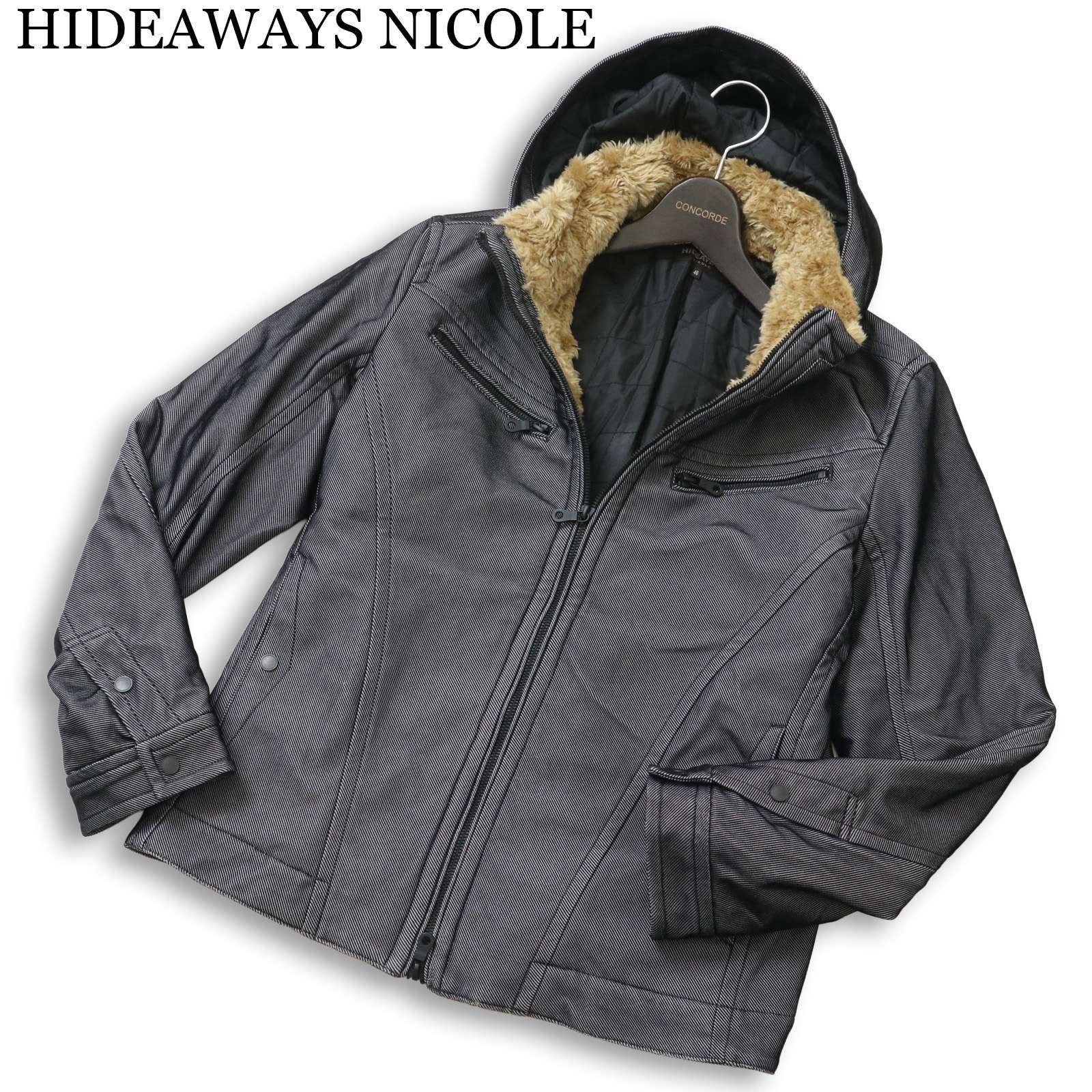 HIDEAWAYS NICOLE ハイダウェイ ニコル 秋冬 フード脱着☆ フェイク