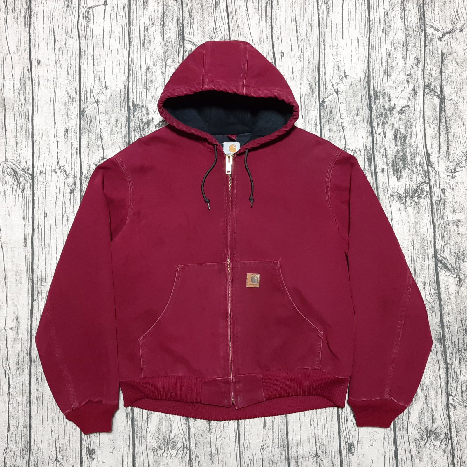 size L】Carhartt アクティブジャケット クリムソン 革ロゴ Active