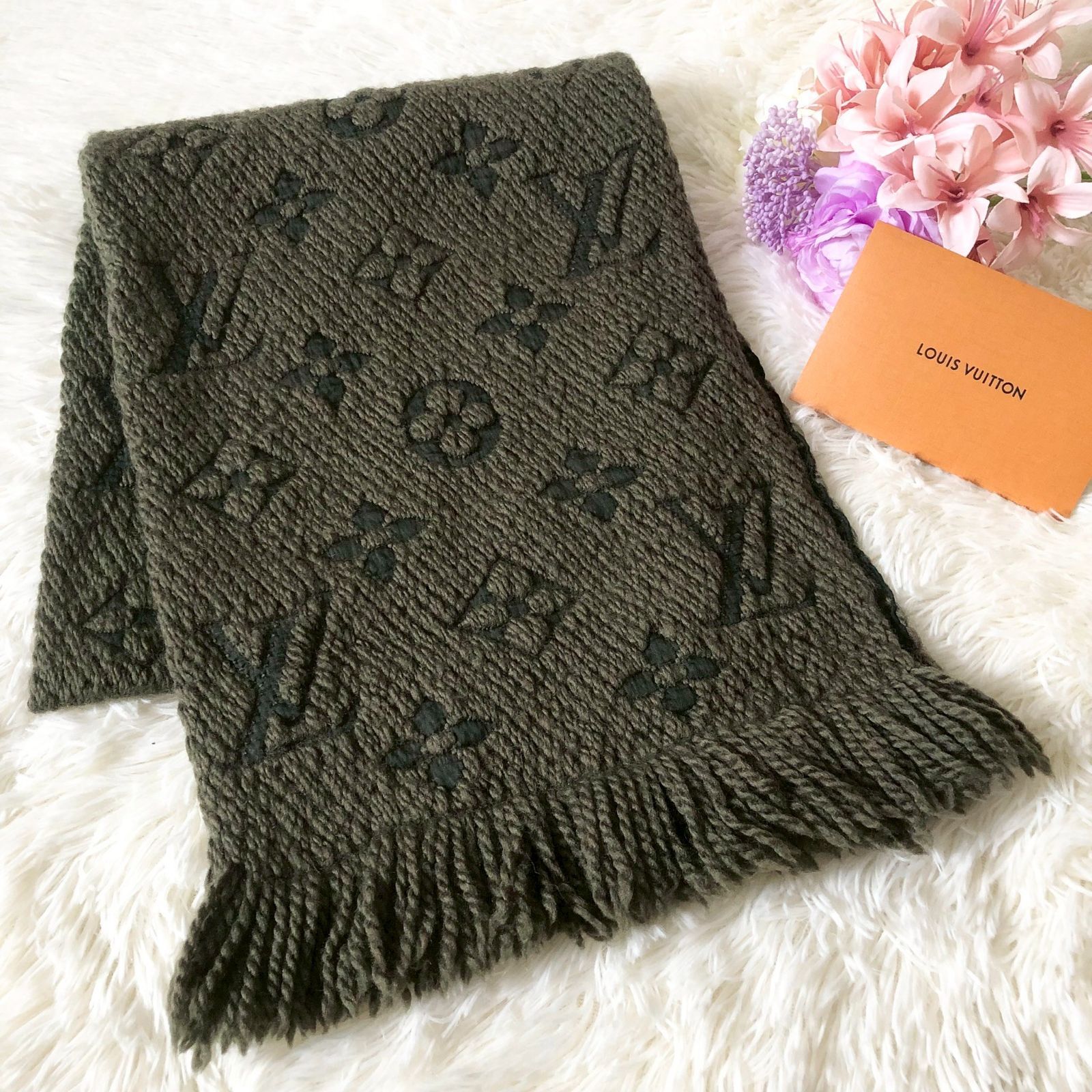 ヴィトン マフラー エシャルプロゴマニア LOUISVUITTON グリーン カーキ