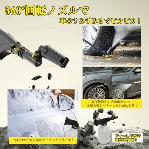 折りたたみ式・8MPa強力水圧】Perrace 高圧洗浄機 コードレス 充電式 7