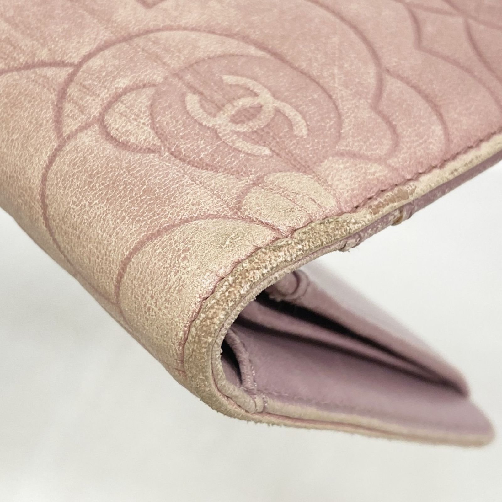 シャネル(Chanel) シャネル 長財布 カメリア ラムスキン ピンク