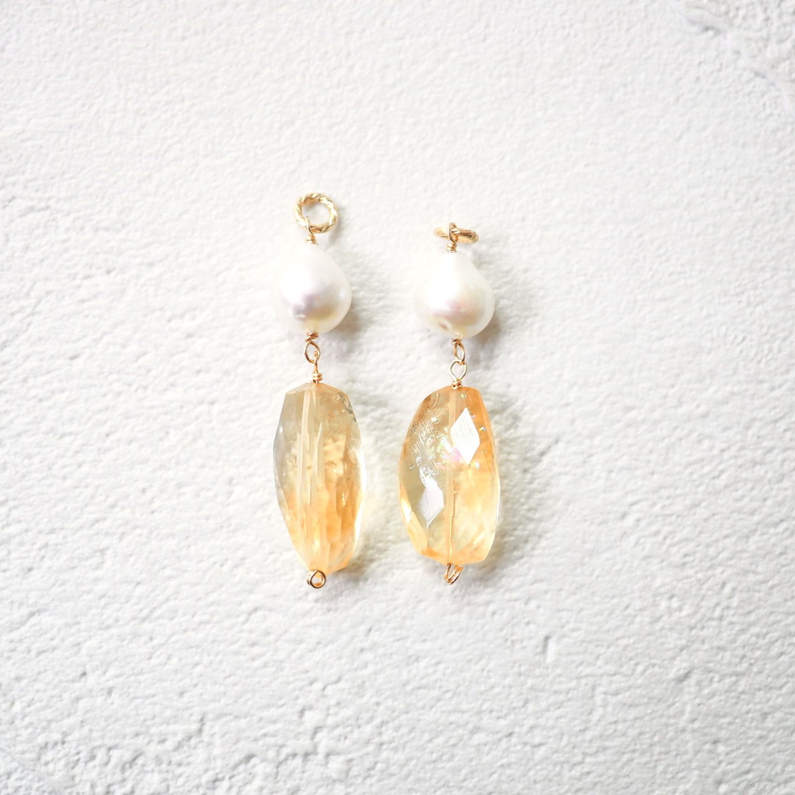 14KGF パールとシトリンのチャーム 14KGF パールとシトリンのチャーム