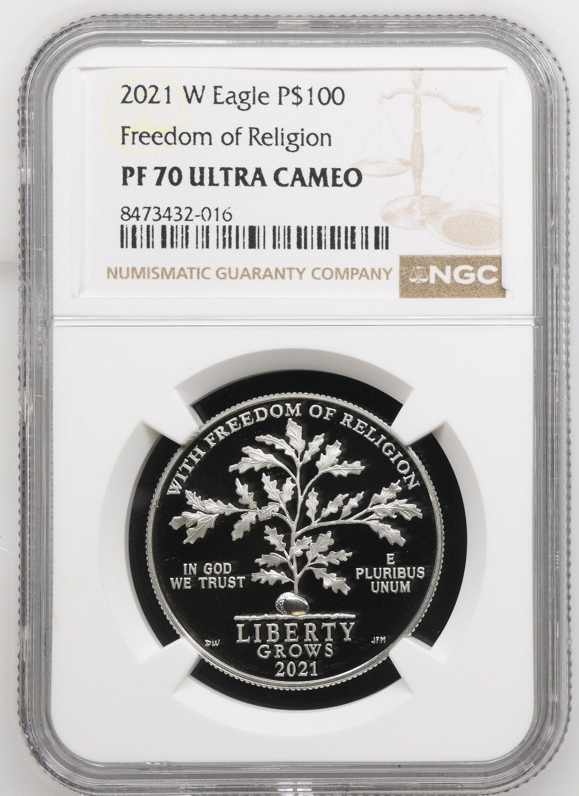 2021 W $100 1オンス プラチナ アメリカンイーグル 宗教の王国 プルーフコイン NGC PF70