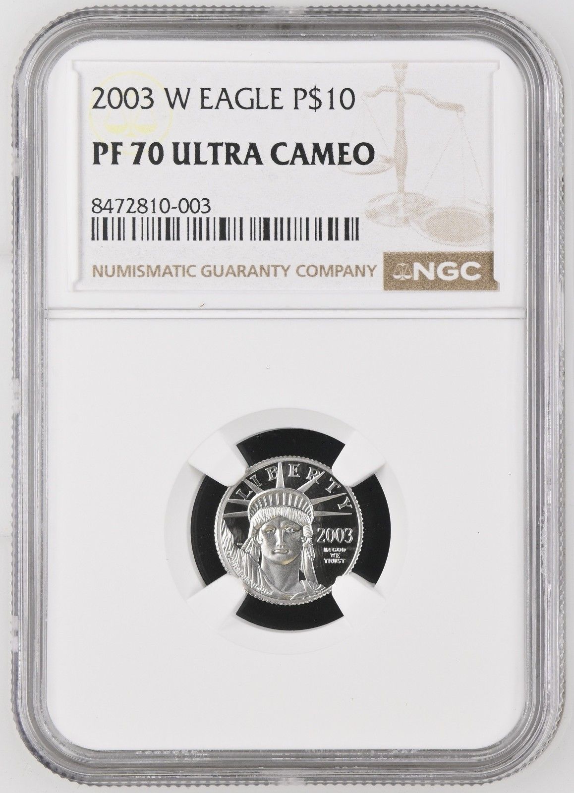 2003年 W $10 1/10オンス プラチナ アメリカンイーグル プルーフコイン