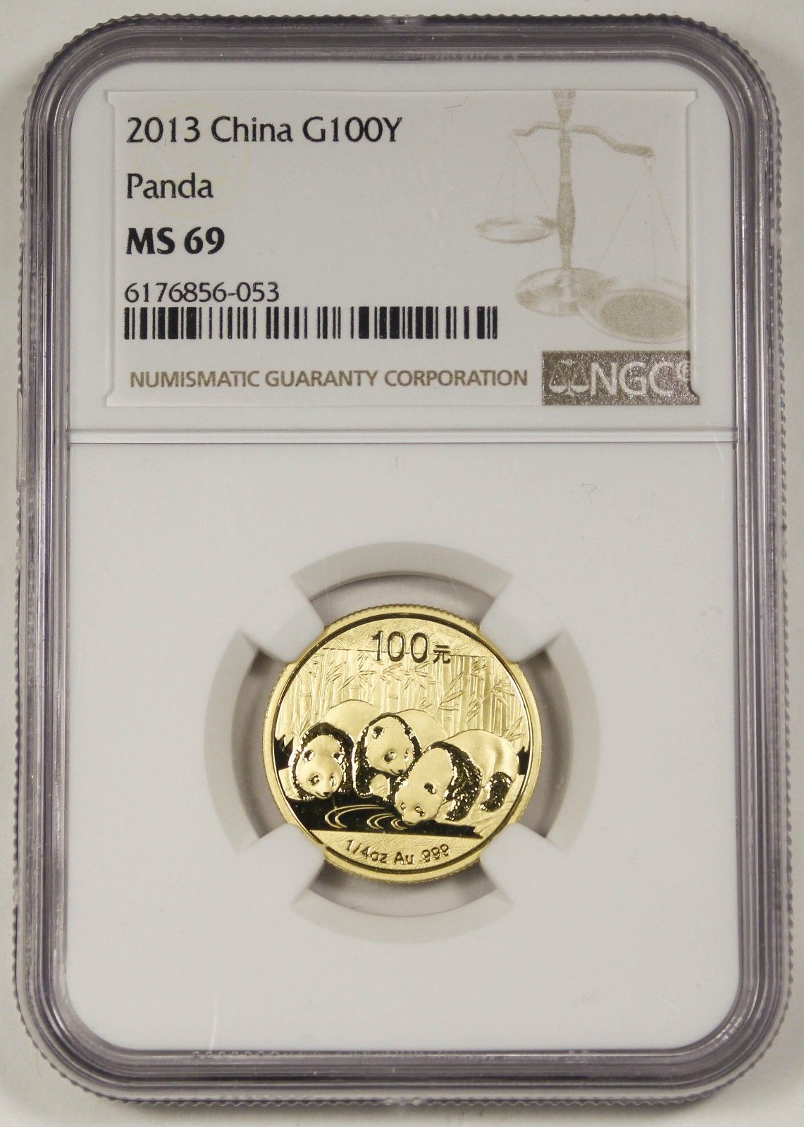 中国 2013 100元 1/4トロイオンス 999ゴールドパンダコイン NGC MS69