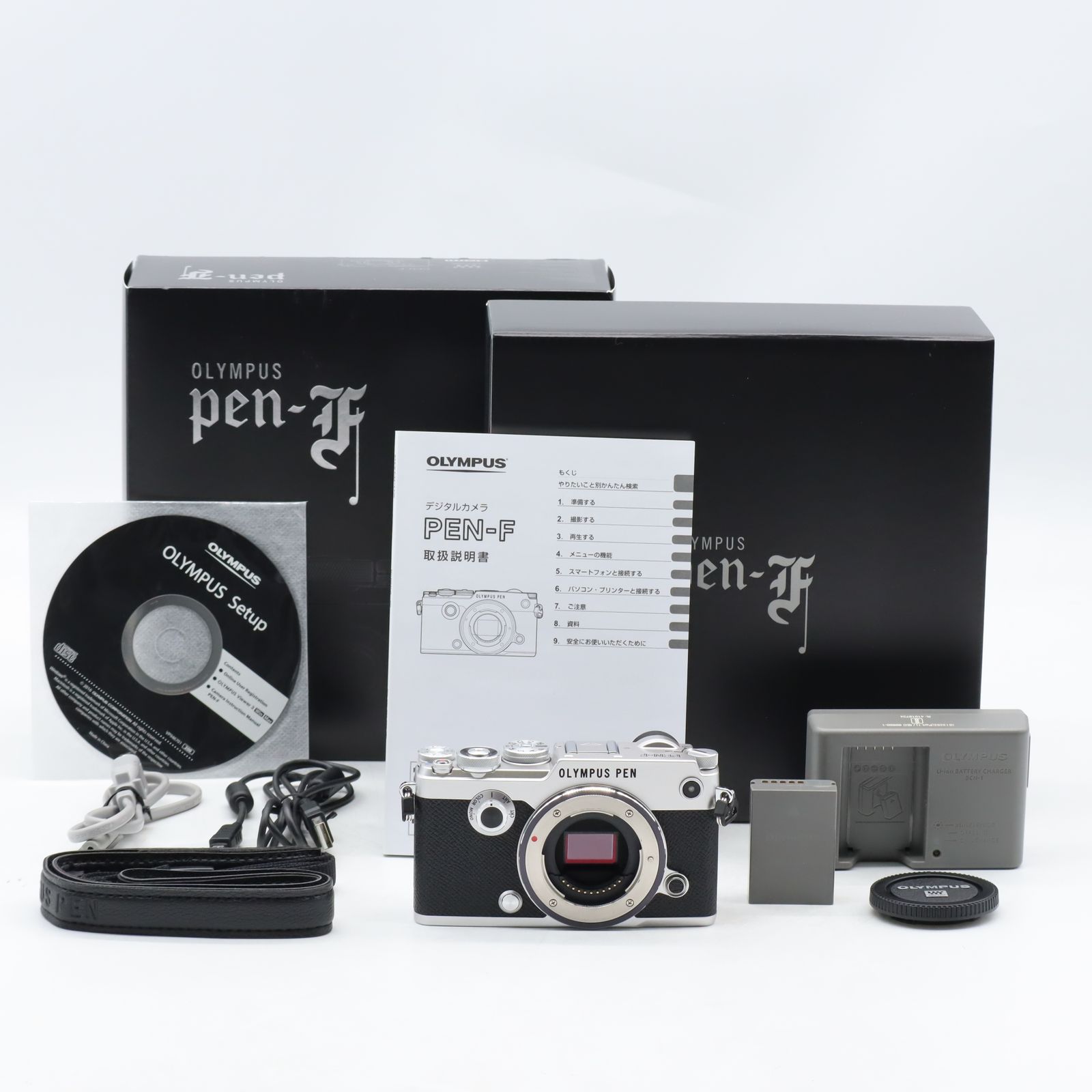 ショット数2 003 OLYMPUS PEN F ボディ シルバー 2000万画素 マイクロフォーサーズ 5軸手ブレ補正 クラシックデザイン ミラーレス一眼カメラ