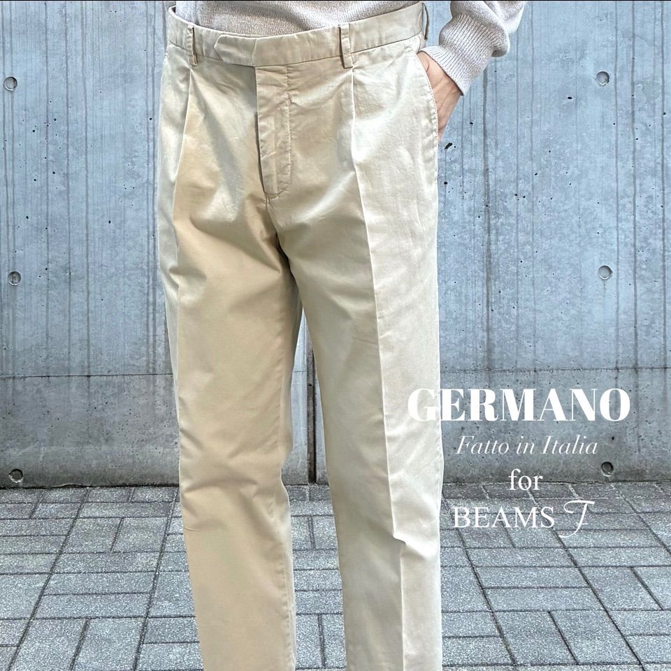 GERMANO / BEAMS F別注 コットンギャバジン ワンプリーツ スラックス