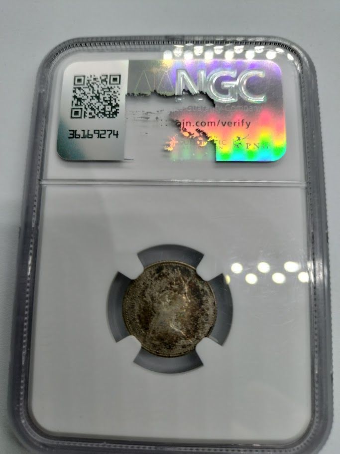 裏面ラベル剥がれ有り】NGC AU58 1967年 カナダ 10セント銀貨 カナダ 