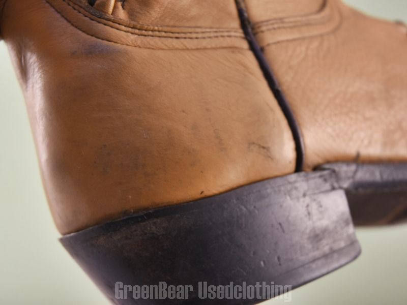 GOLDEN ダメージ加工ウエスタンブー E399 メキシコ製 DAN POST ウエスタンブーツ ワイズ細め 茶 メンズ 9D