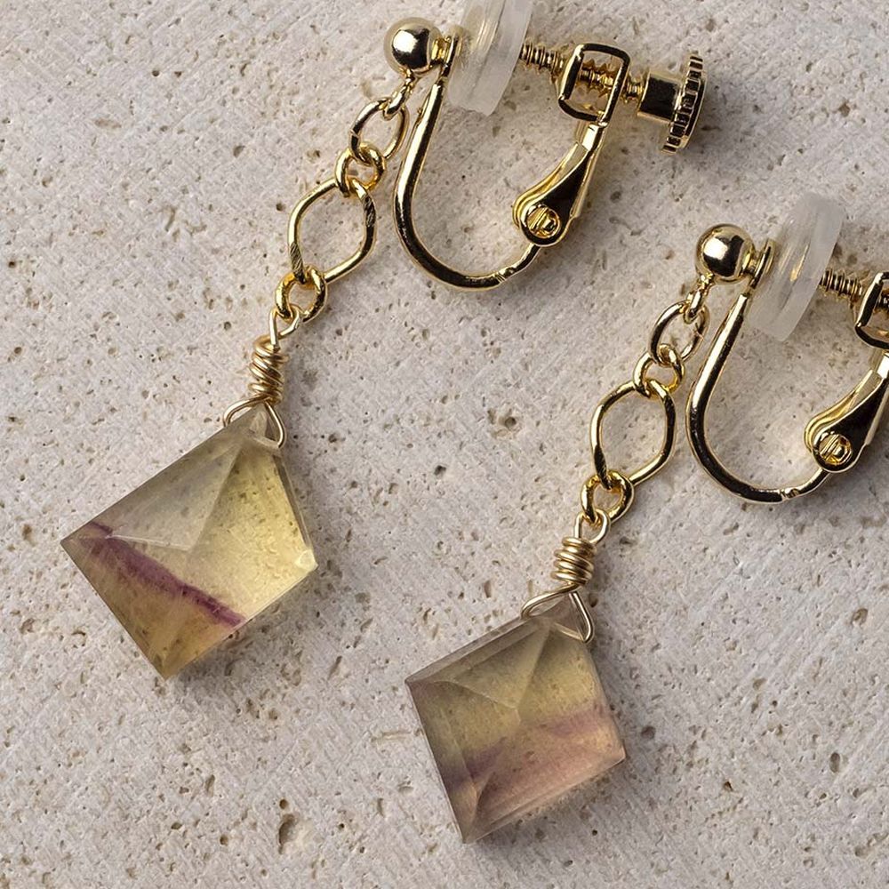 天然石　イヤリング 高品質フローライト 蛍石 イヤリング 天然石アクセサリー お守り