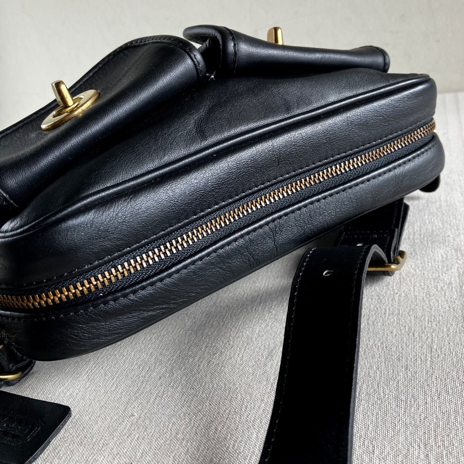 Vintage Coach Pocket Waist Pack Black Leather Belt Bag - メルカリ