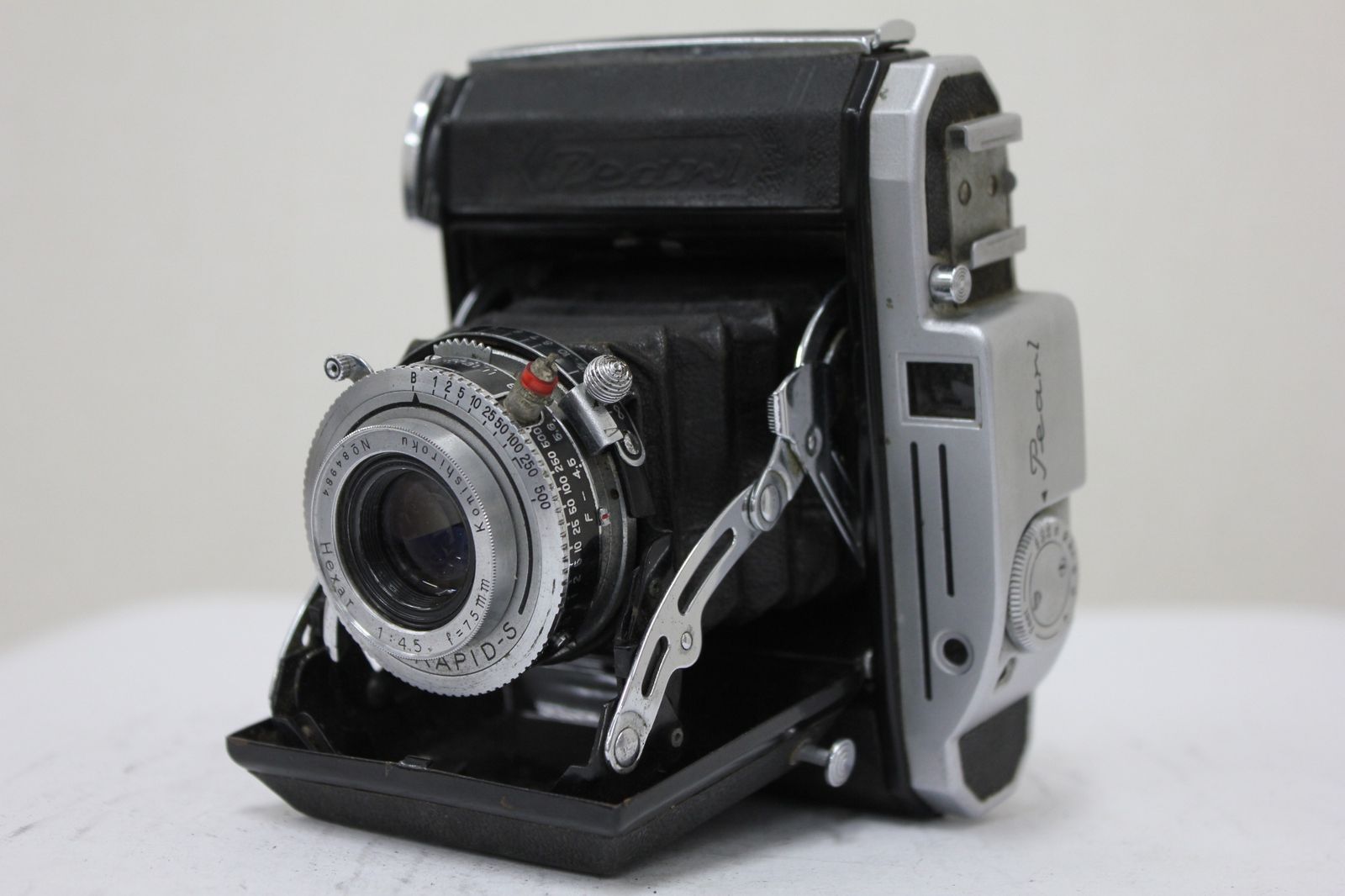 返品保証】 パール Pearl Konishiroku Hexar 75mm F4.5 蛇腹カメラ