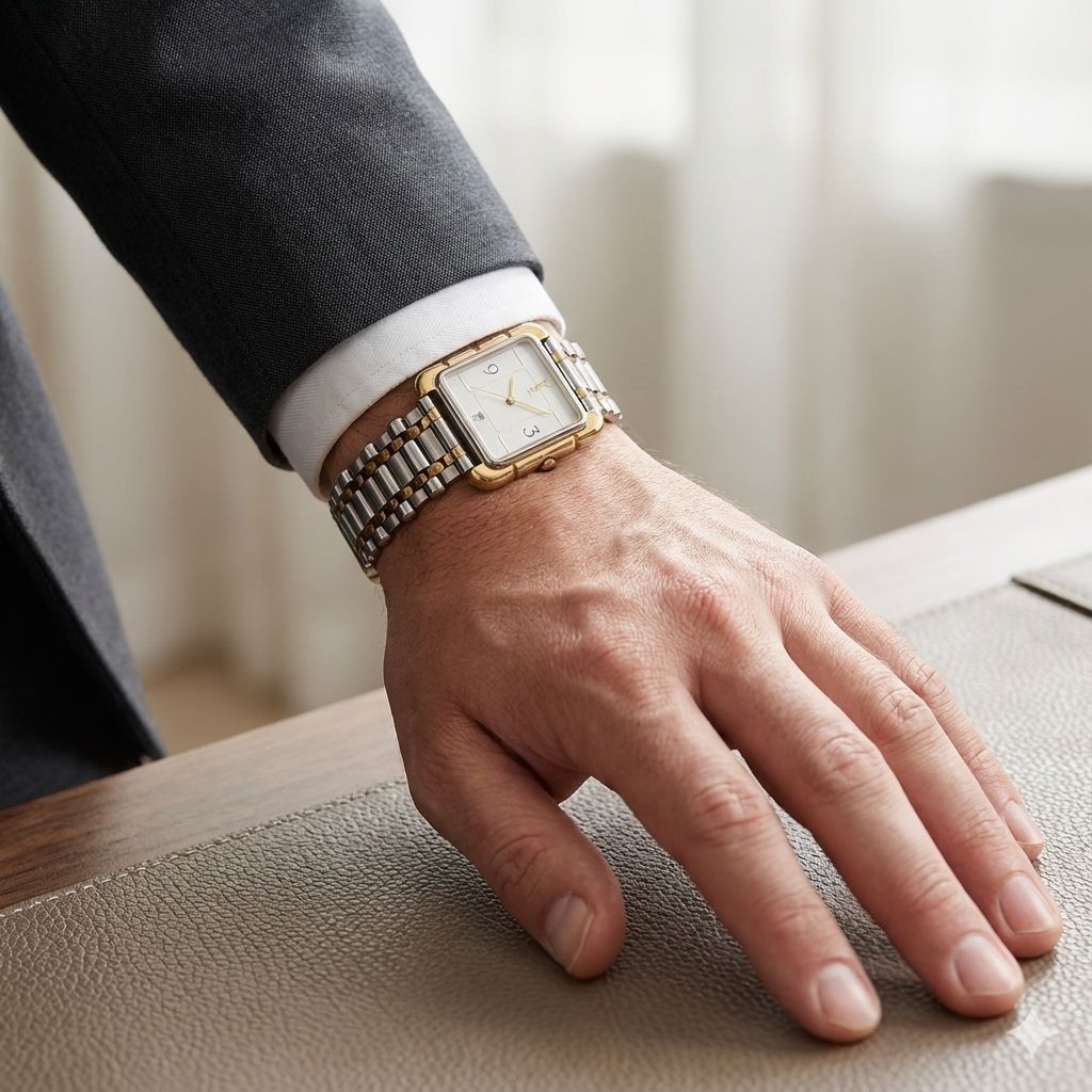 イヴサンローラン YSL 電池交換済み クォーツデイト スクエア コンビ