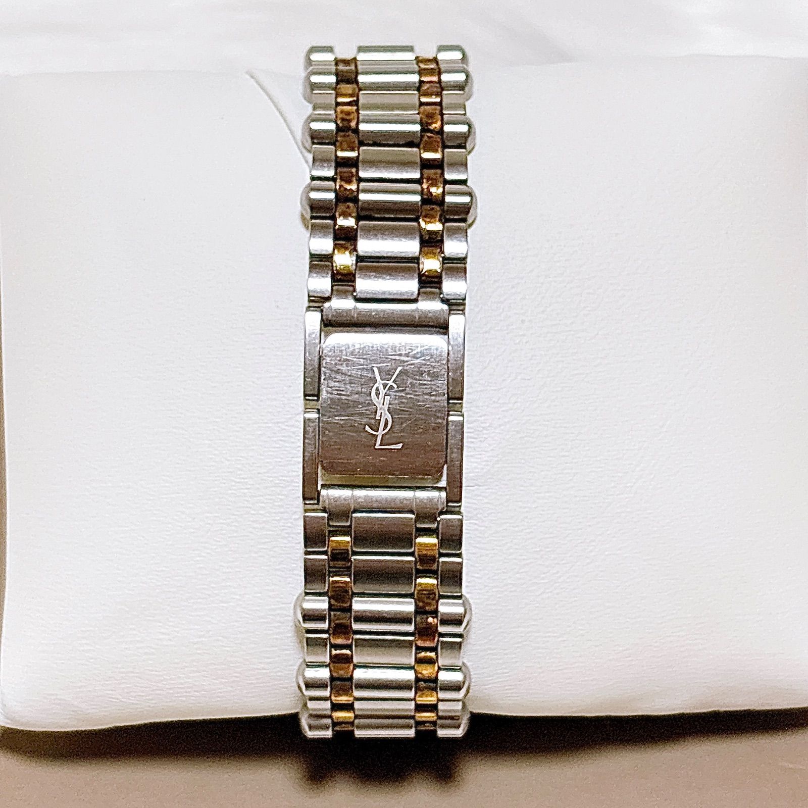 イヴサンローラン YSL 電池交換済み クォーツデイト スクエア コンビ