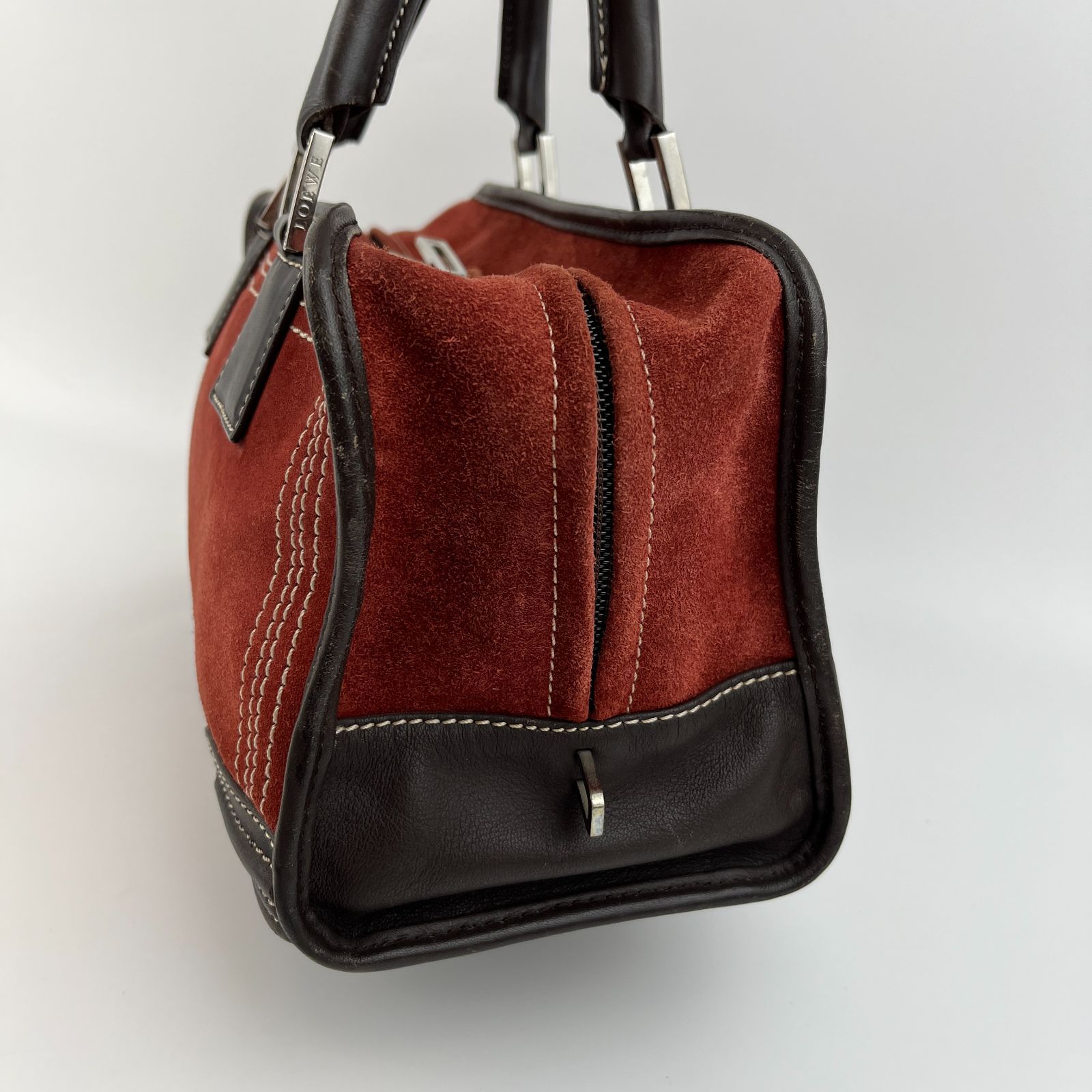 中古】LOEWE ロエベ アナグラム アマソナ28 ハンドバッグ レッド