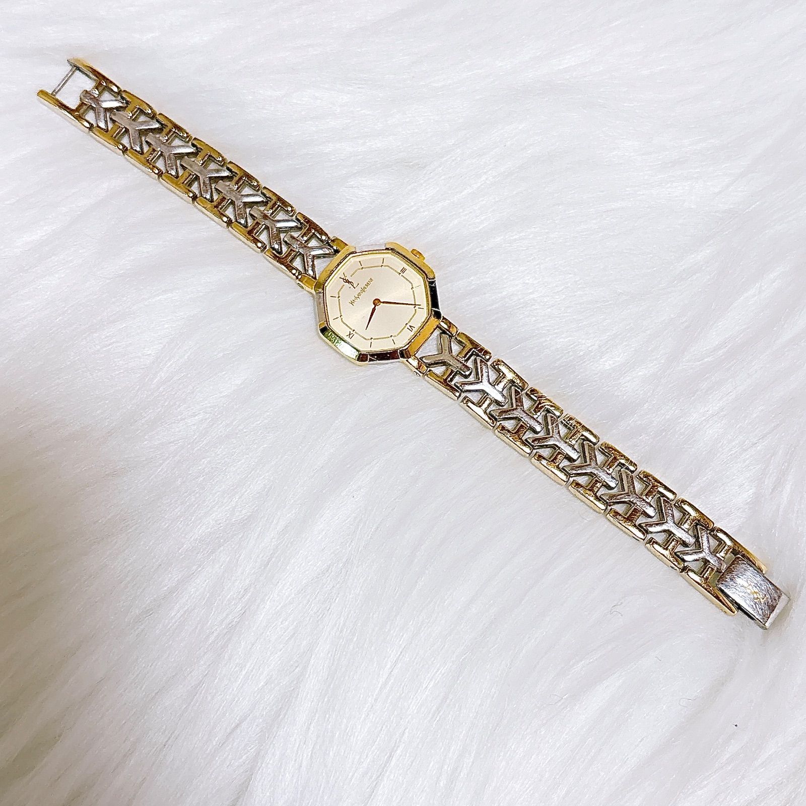 イブサンローラン YSL エレガント コンビカラー 電池交換済み イブサンローラン YSL エレガント コンビカラー 電池交換済み イブサン