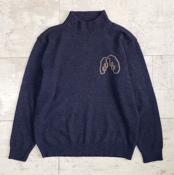 ミエコウエサコ ☆ カシミヤ100% 長袖 ニット セーター 50 日本製 紺