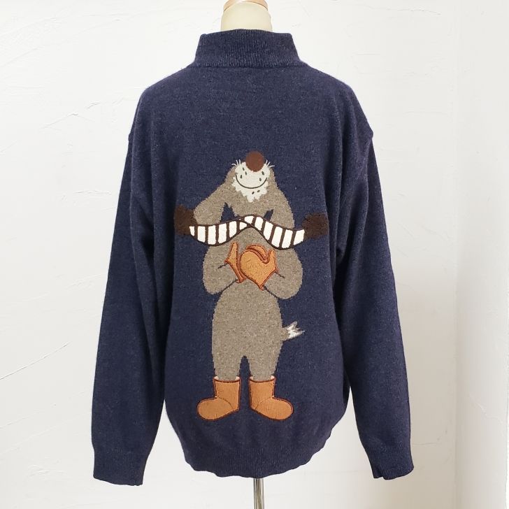 ミエコウエサコ ☆ カシミヤ100% 長袖 ニット セーター 50 日本製 紺