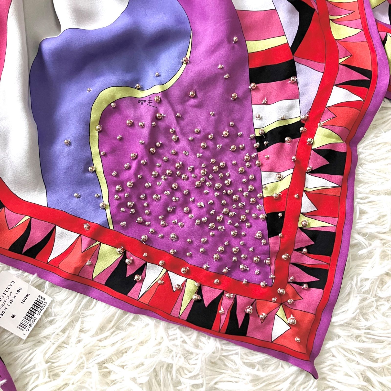 新品タグ付き EMILIO PUCCI シルク100%製の三角スカーフ マルチカラー