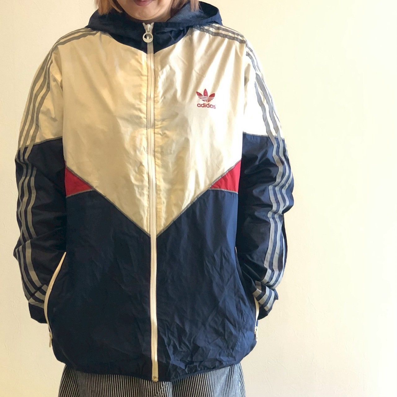 adidas アディダス フルジップ 切り替えナイロンジャケット 