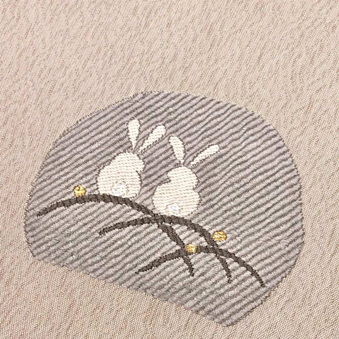 袋帯 絵馬に犬 兎 花模様 古晒色 O-5912 【公式通販】