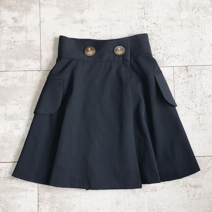 ヴィヴィアンウエストウッド ベロア オーブ ラップ 巻き ミニスカート 1 S ヴィヴィアンウエストウッド ベロア オーブ ラップ 巻き ミニスカート