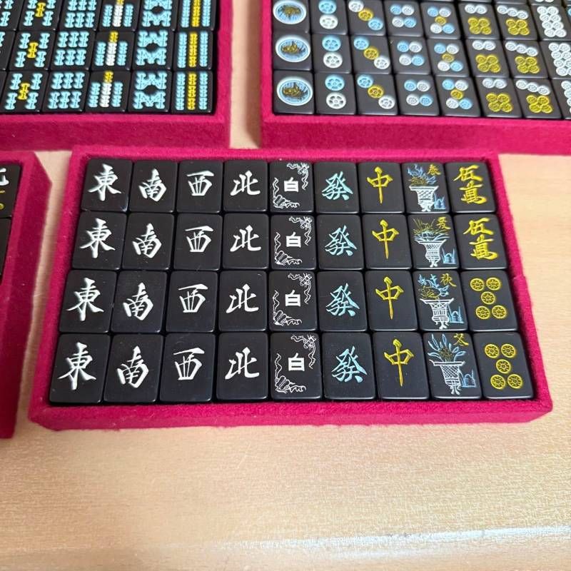 麻雀牌 黒牌 麻雀パイ 昭和レトロ 点棒 黒 オールブラック サイコロ