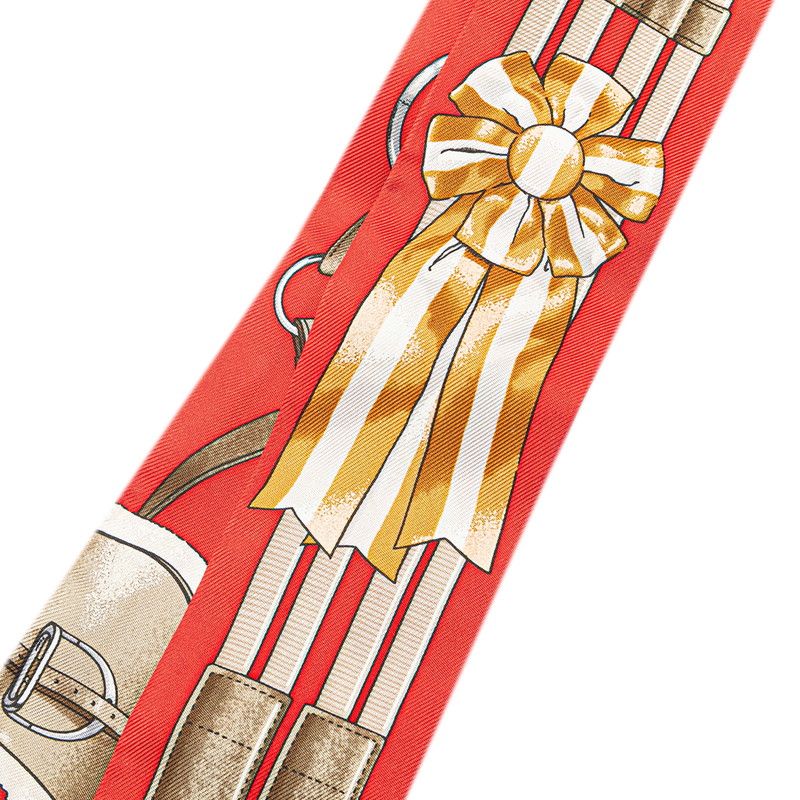 エルメス ツイリー Jumping ジャンピング レッド マルチカラー シルク