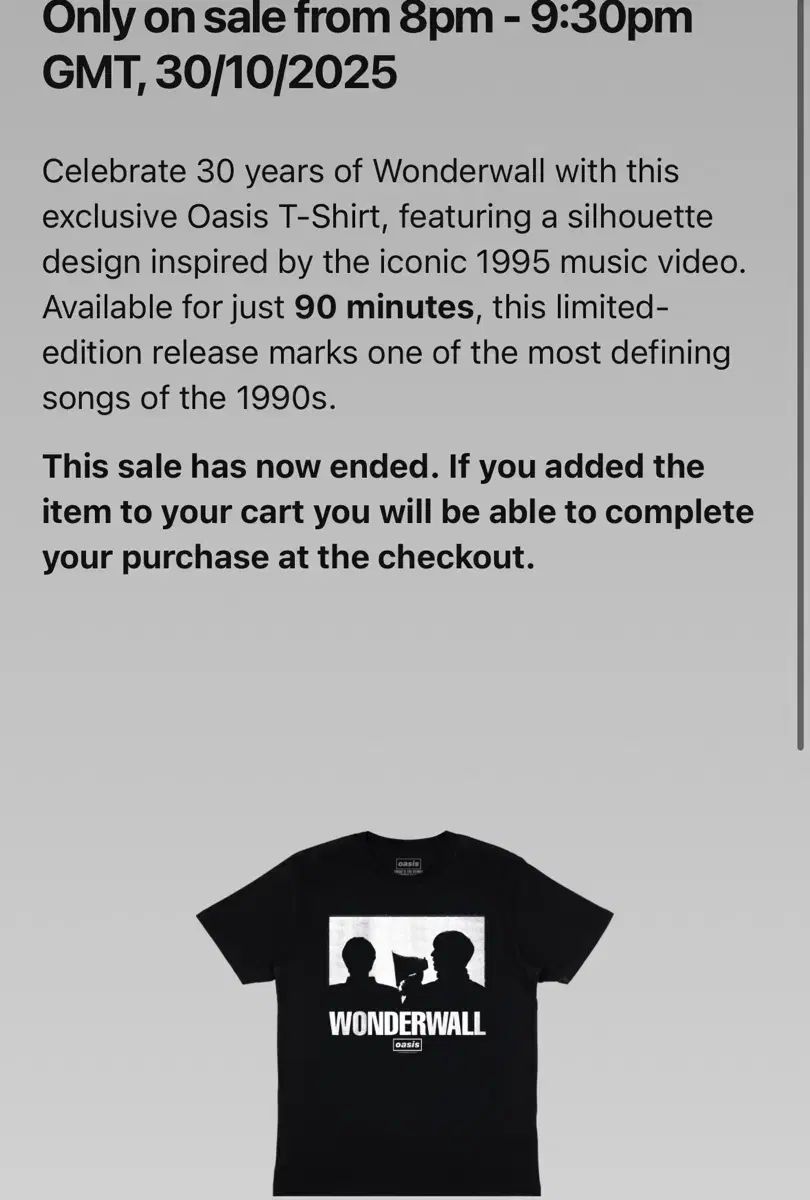 Oasis オアジス 30周年 限定モデル wonderwall シルエット ブラック