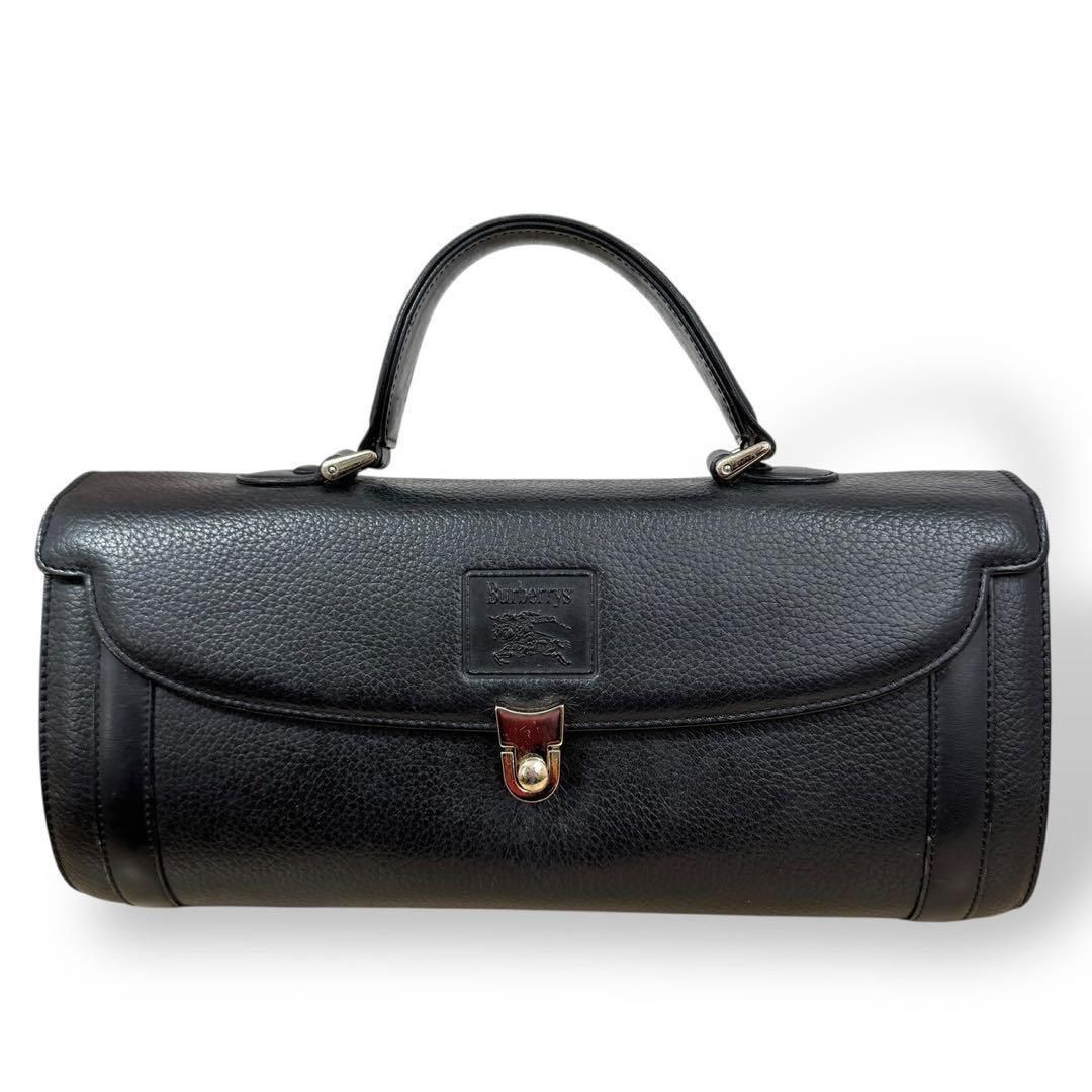 BURBERRY バーバリー　ハンドバッグ　ミニボストン　レザー型押し　ブラック BURBERRY バーバリー ハンドバッグ ミニボストン レザー型押し ブラック