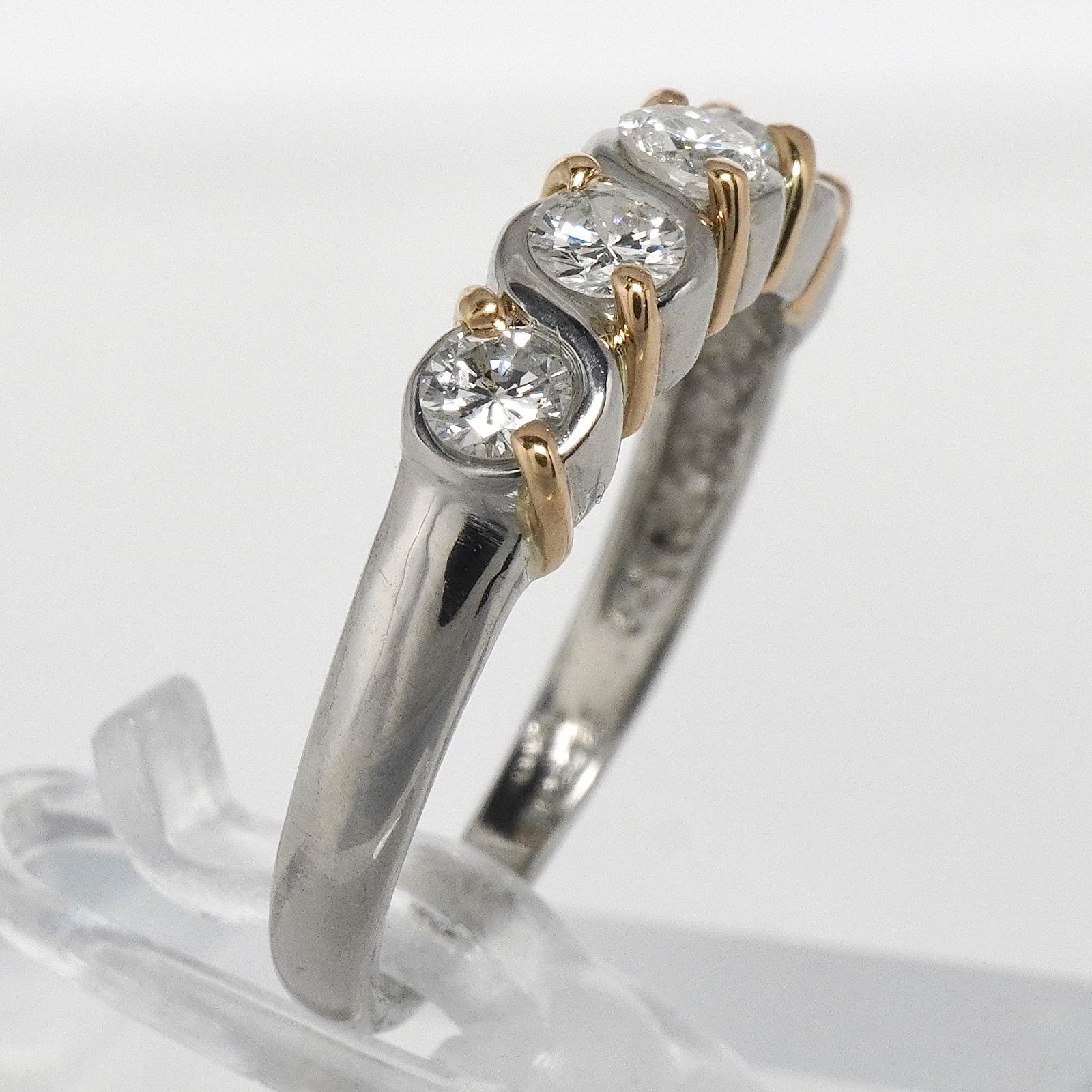 ダイヤ リング ダイヤモンド Pt 900|K 18 コンビ 5石 指輪 11号 リング 指輪 アクセサリー レディース