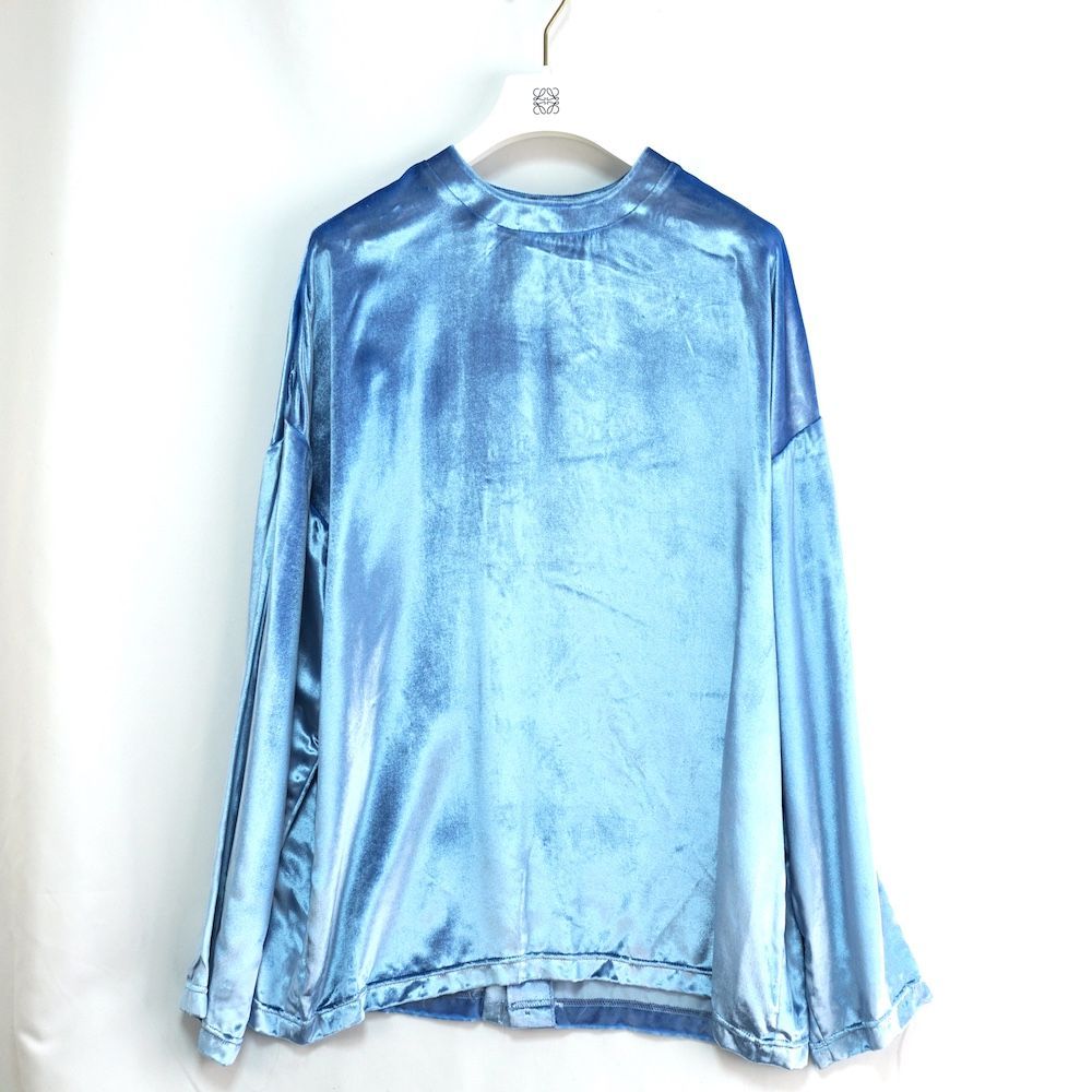 LOEWE ロエべ STUDS BACK SHIRT メタリック スタッズ バック ビスコース シャツ ベルベット RIVIERA BLUE ♥