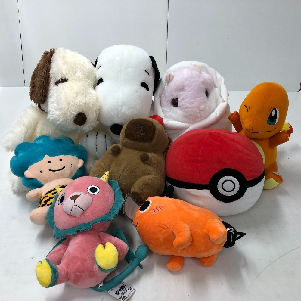 02w21717 ぬいぐるみなど まとめ売り 9点 スヌーピー/ポケモン/スパイ