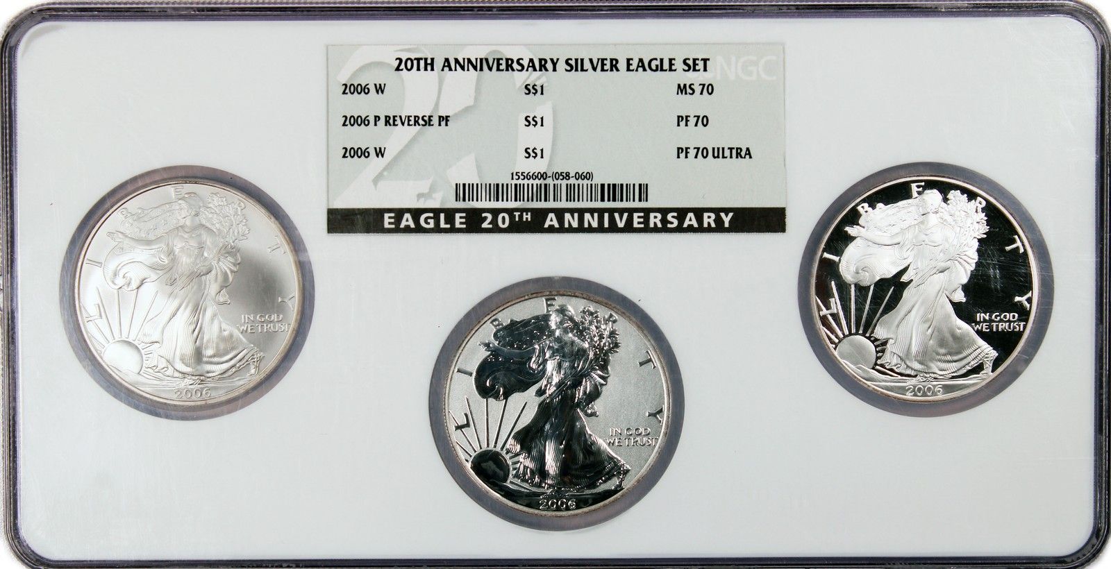 NGC PF70☆2006 アメリカ シルバー イーグル 1ドル 銀貨 セット 2006-W アメリカン シルバー イーグル 20周年記念 ドルセット PF70