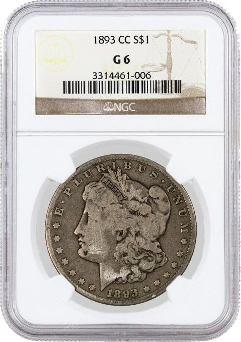 1893年CCカーソンシティ1ドルモルガン銀貨NGC G6流通キーデートコイン